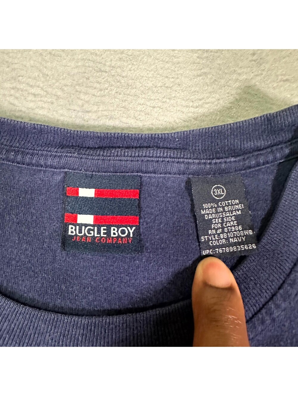 VTG Bugle Boy T-Shirt Mens 3XL Navy Blue 100% Cotton Graphic Casual Streetwear - Picture 3 of 6